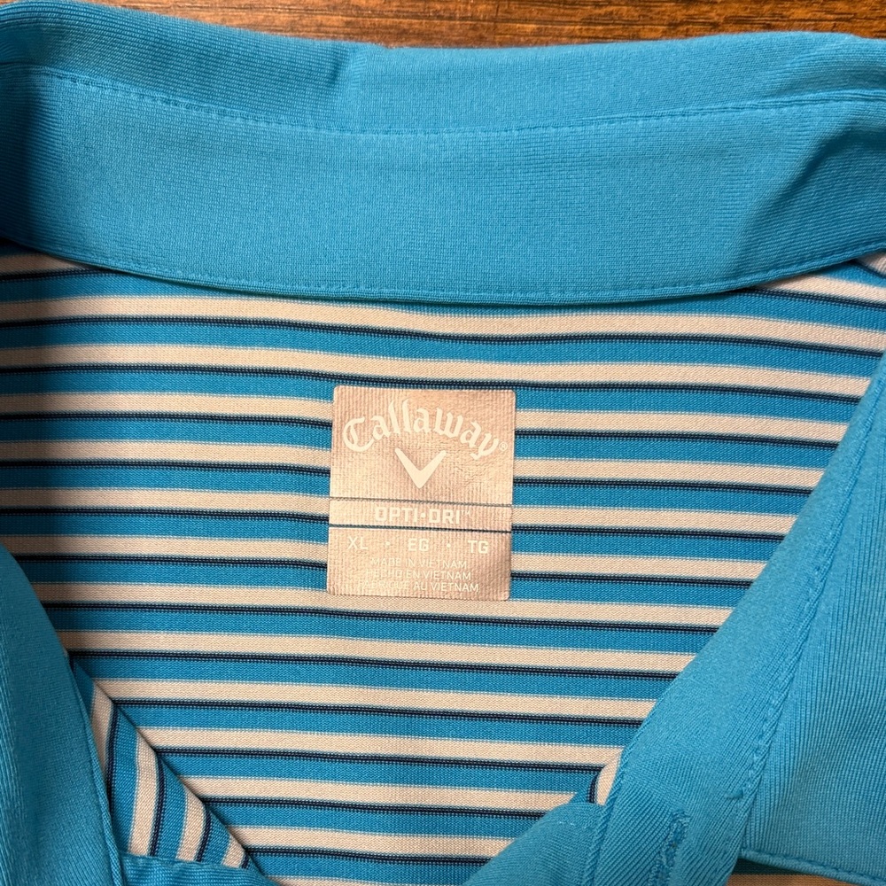 Callaway Blue and White Striped Polo Shirt - Picture 2 of 5